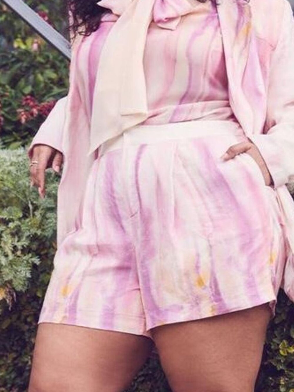 Eloquii Tie Dye Linen Lined Shorts - Picture 1 of 4